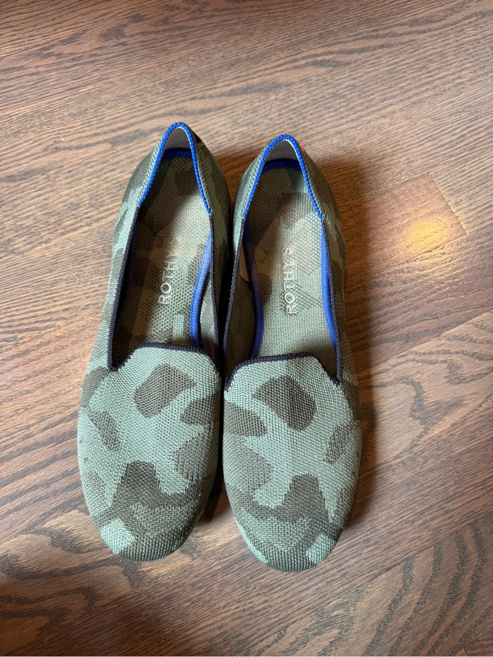 Rothy's Olive Camo Knit Slip-On Flats